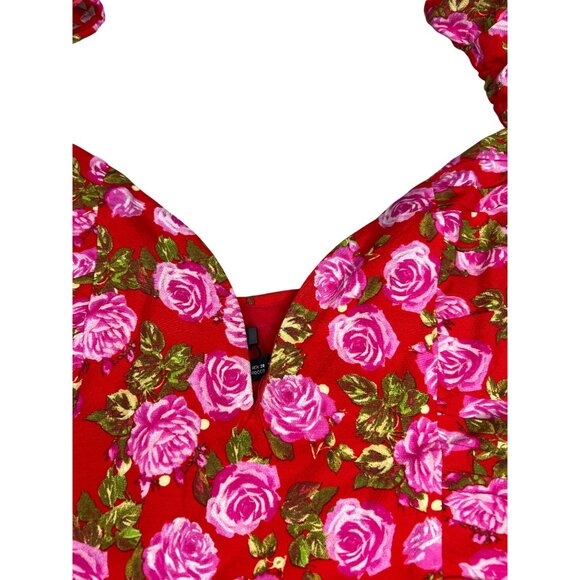Zara‎ Floral Long Sleeve Backless Crop Top Red Pink Size Medium - Picture 9 of 14